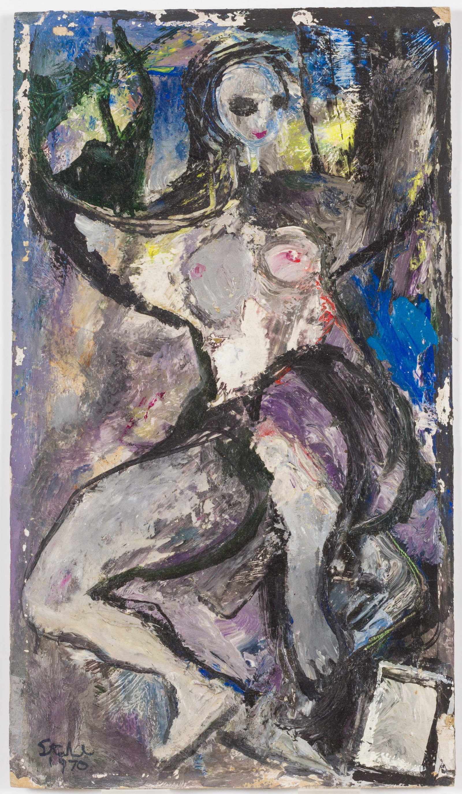 Ben Stahl (1910-1987), Prancing Nude, Acrylic/Board: Property of Louanne Laroche, Laroche Collection, South Carolina Description: Ben Stahl (American, 1910-1987), Prancing Nude, Acrylic on Board, 1970, signed and dated lower left, inscribed with tit