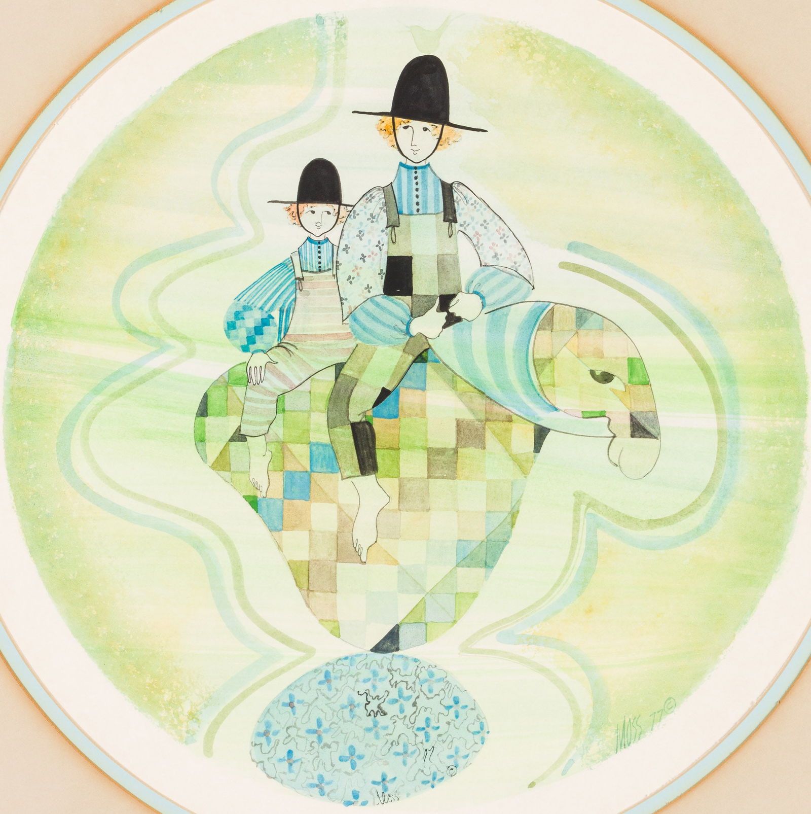 Patricia Buckley Moss, Two Figures, 1977, Watercolor (1 of 11)