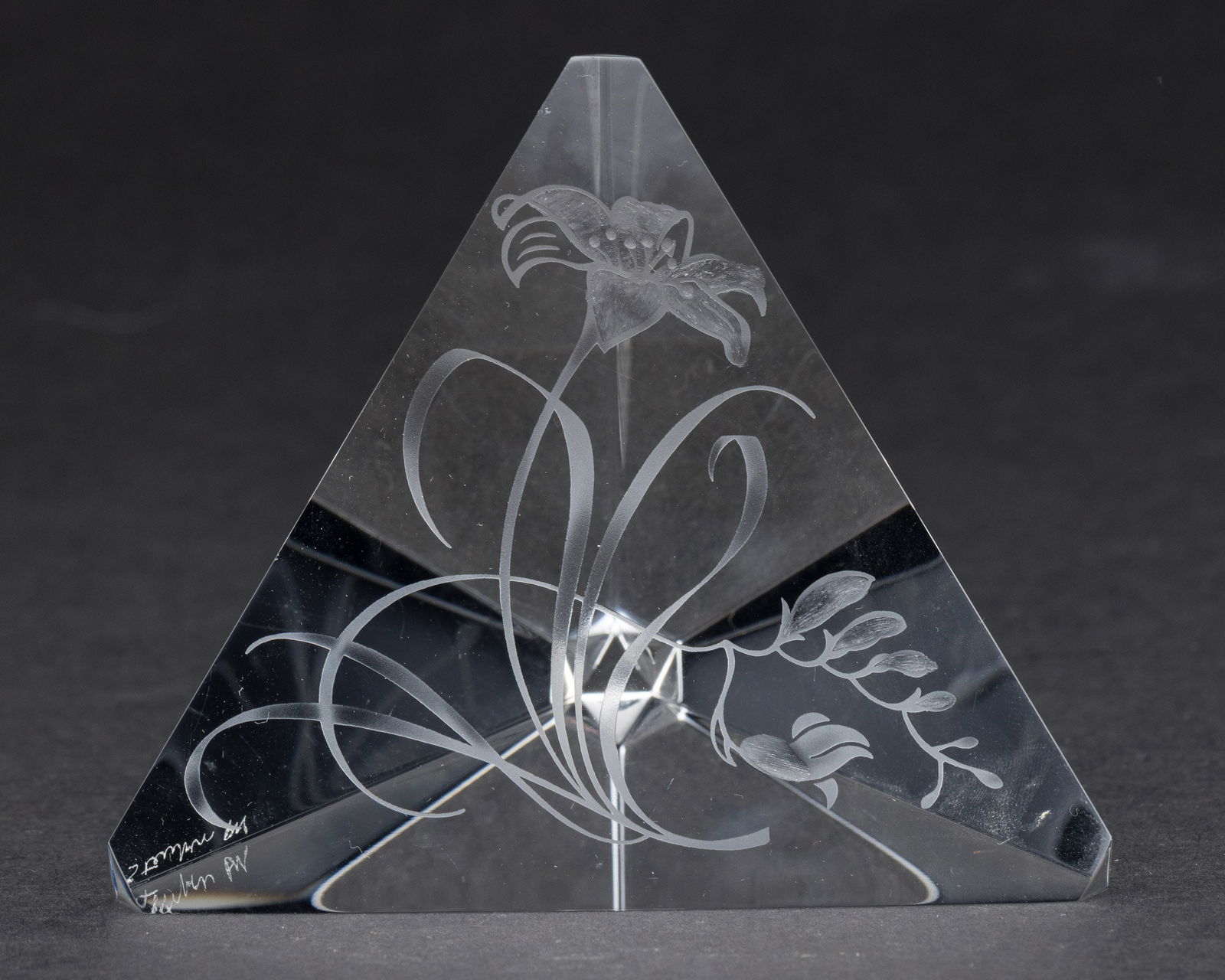 Steuben Engraved Glass Prism Day Lily Paperweight (1 of 5)