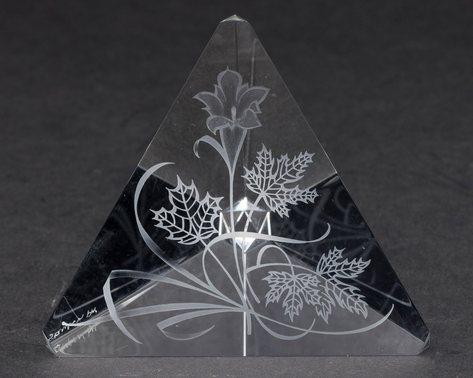 Steuben Engraved Glass Prism Sugar Maple Paperweight (1 of 4)