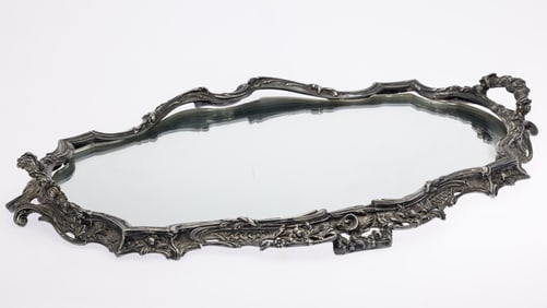 Silverplate Mirrored Dressing Table Tray