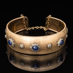 Buccellati 18K Gold and Sapphire Cuff Bracelet