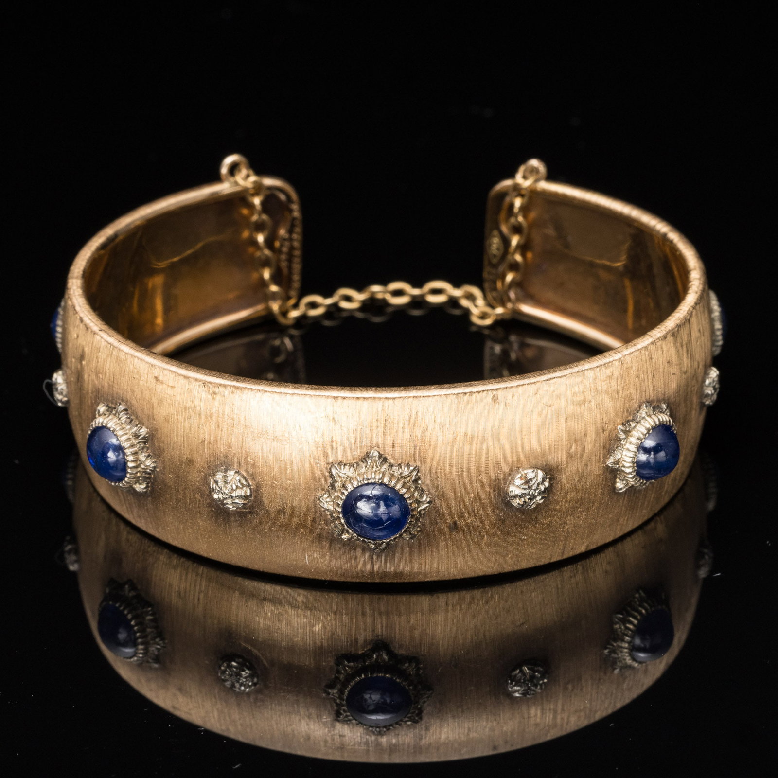 Buccellati 18K Gold and Sapphire Cuff Bracelet (1 of 9)