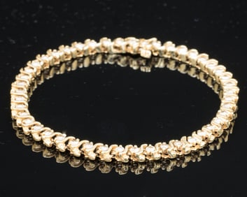 14K and Diamond Tennis Bracelet