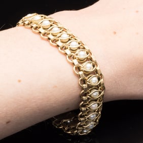 Victorian 14K Gold and Pearl Bracelet