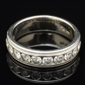 14K White Gold and Diamond Band