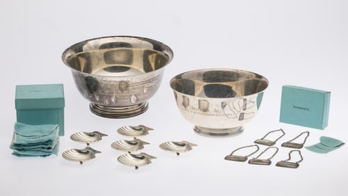 Tiffany Bowl, Shells, Tags & Revere Style Bowl