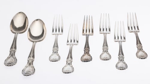 6 Tiffany Forks and 2 Serving Spoons