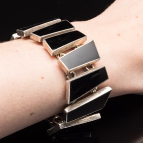 CDC Mexico Sterling and Onyx Bracelet