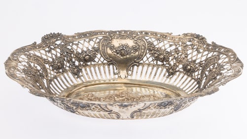 Continental Silver Pierced Oval Bowl