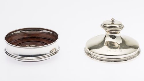Sterling Silver Ink Well and a Coaster