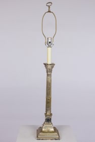 Silvered Corinthian Column Table Lamp, 20th C