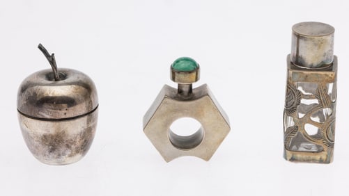 Tiffany Sterling Apple & 2 Mexican Perfume Bottles