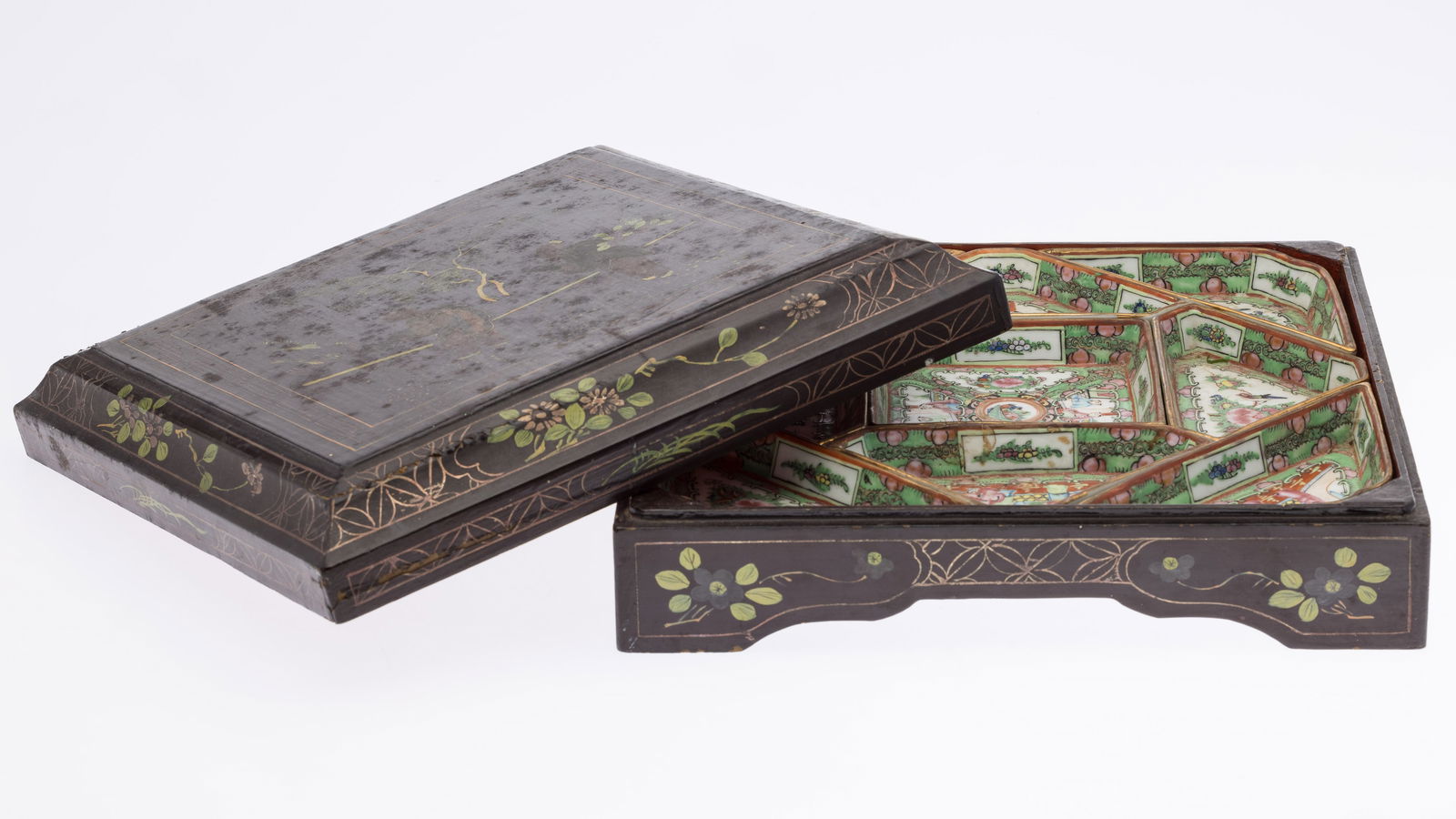 Chinese Lacquer Box with Famille Rose Inserts (1 of 8)