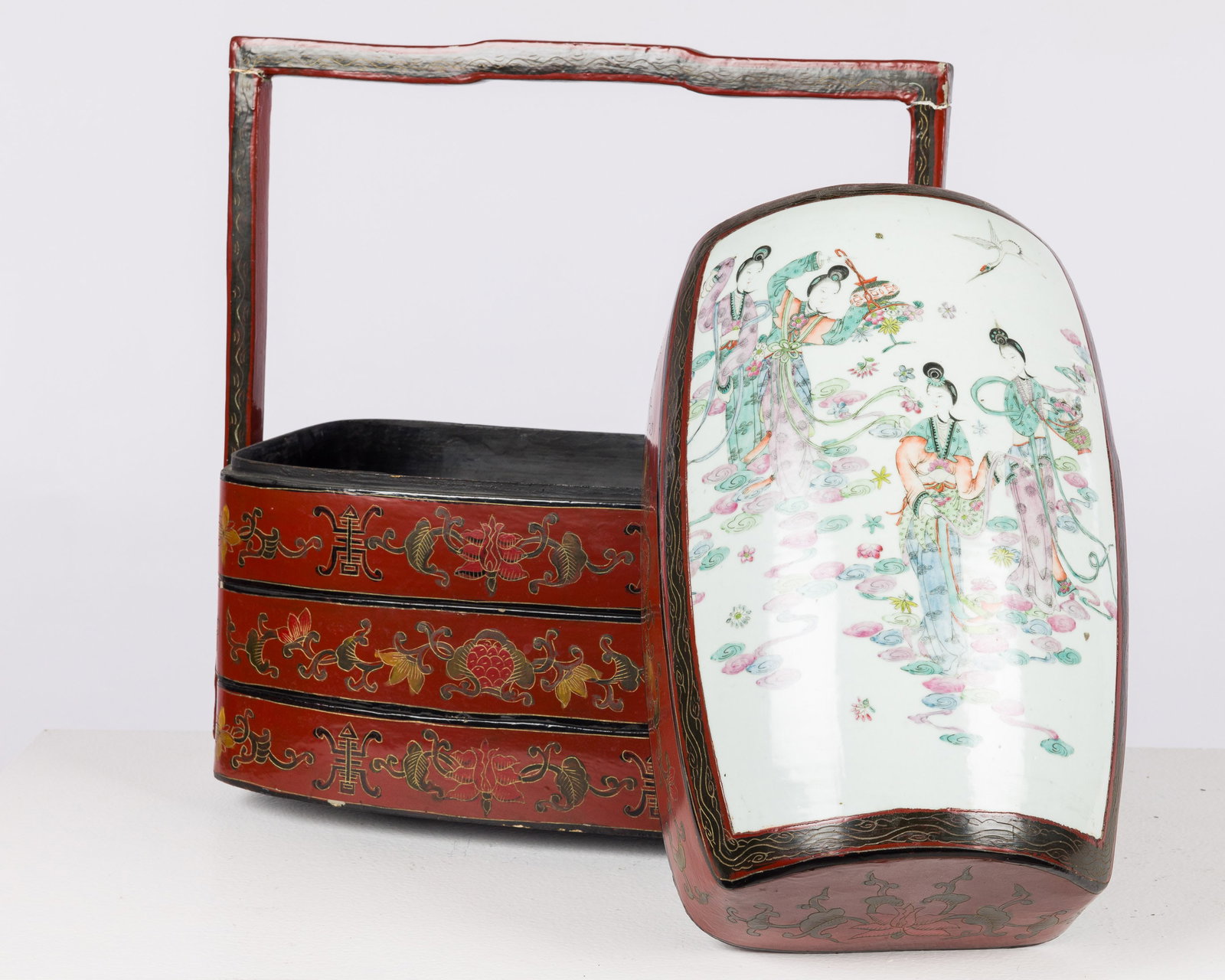 Japanese Lacquer and Porcelain Lunch Box (1 of 8)