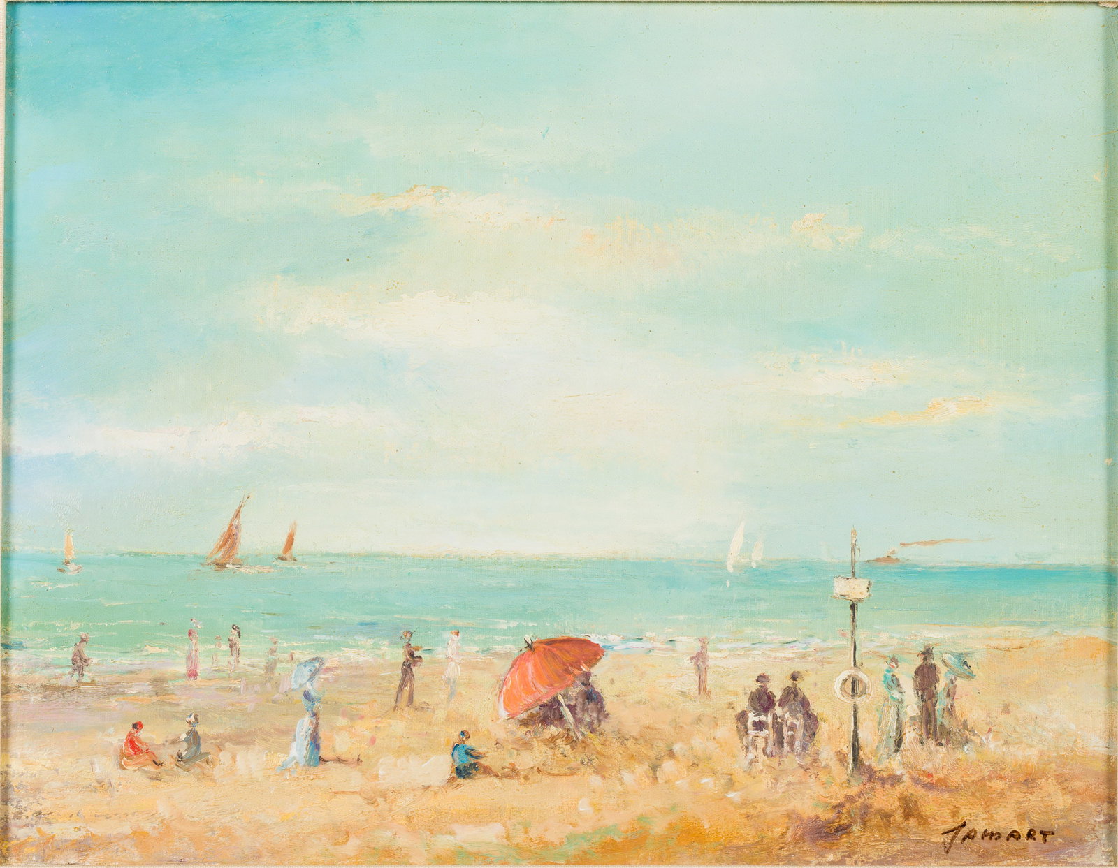 Michel Jamart, Beach Scene, Trouville, Oil on Canvas (1 of 11)