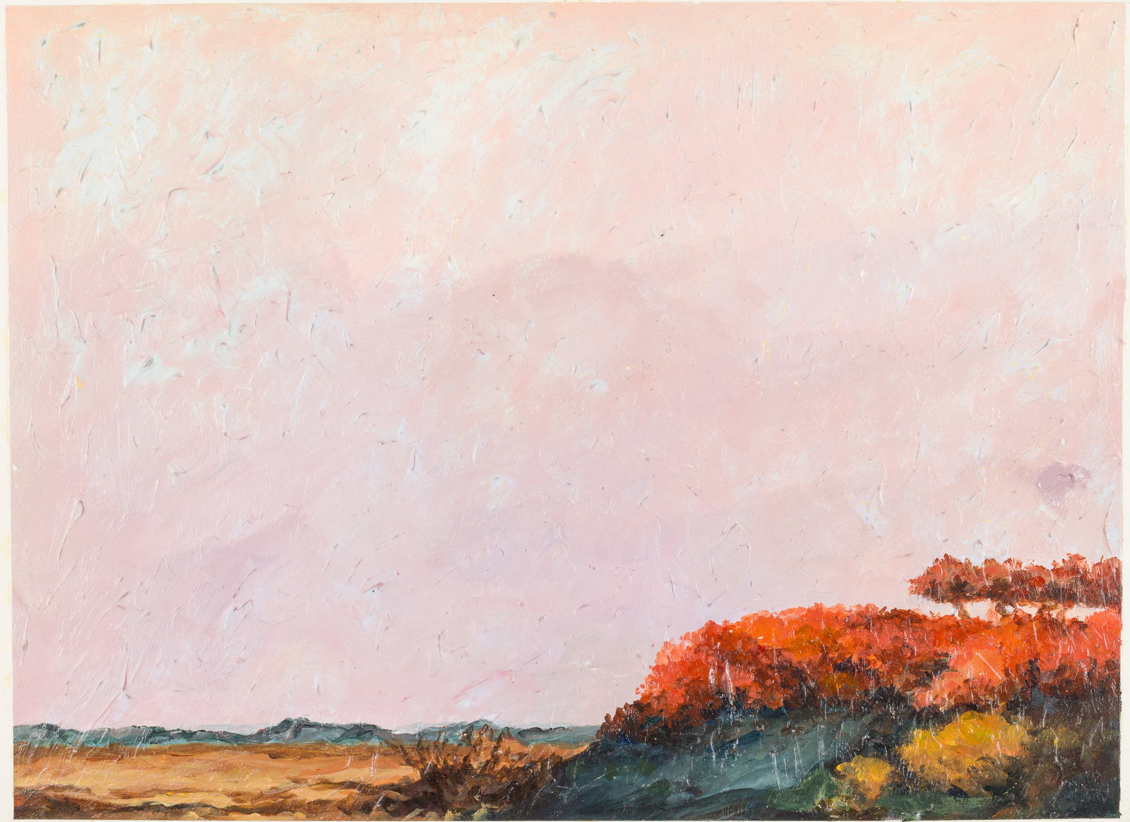 Illegibly Signed Landscape, 1987, Oil on Paper (1 of 12)