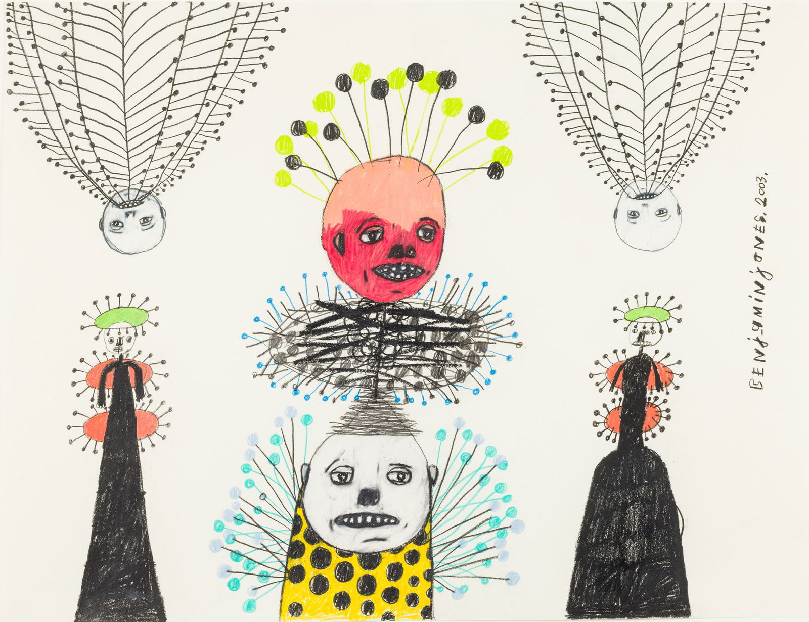 Benjamin Jones, New Years Eve, Paris, Pencil, 2003: Property from the Estate of Lorlee and Arnold Tenenbaum Description: Benjamin Jones (GA, b. 1954), New Years Eve, Paris, 2003, Graphite and Colored Pencil on Paper, signed and dated along right si