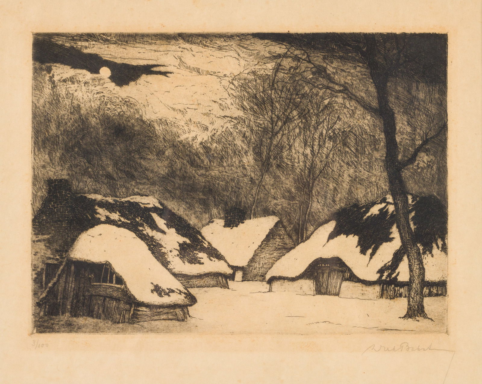 Dirk Baksteen, Winter Landscape with Houses, Etching (1 of 10)