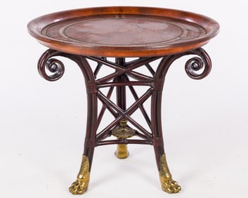 Maitland Smith Neoclassical Style Leather Top Center Table