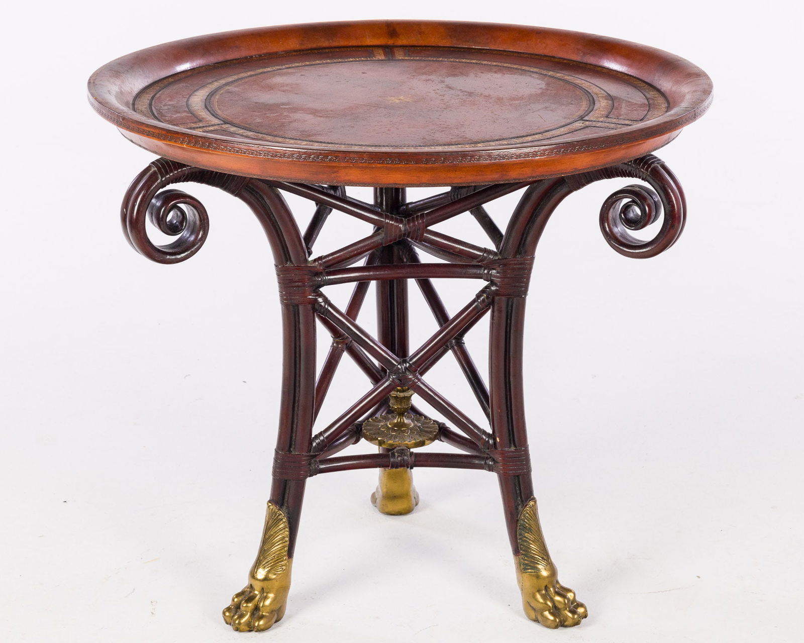 Maitland Smith Neoclassical Style Leather Top Center Table
