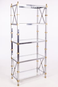 Bagues/Jansen Type Neoclassical Style Chrome and Glass Etagere