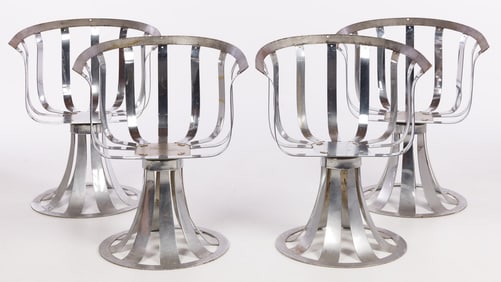 4 Mid Century Chrome Chairs, Attrib to Russell Woodard, c. 1970