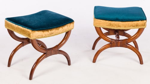 Pair of Regency Mahogany Stools, First Quarter 19th Century