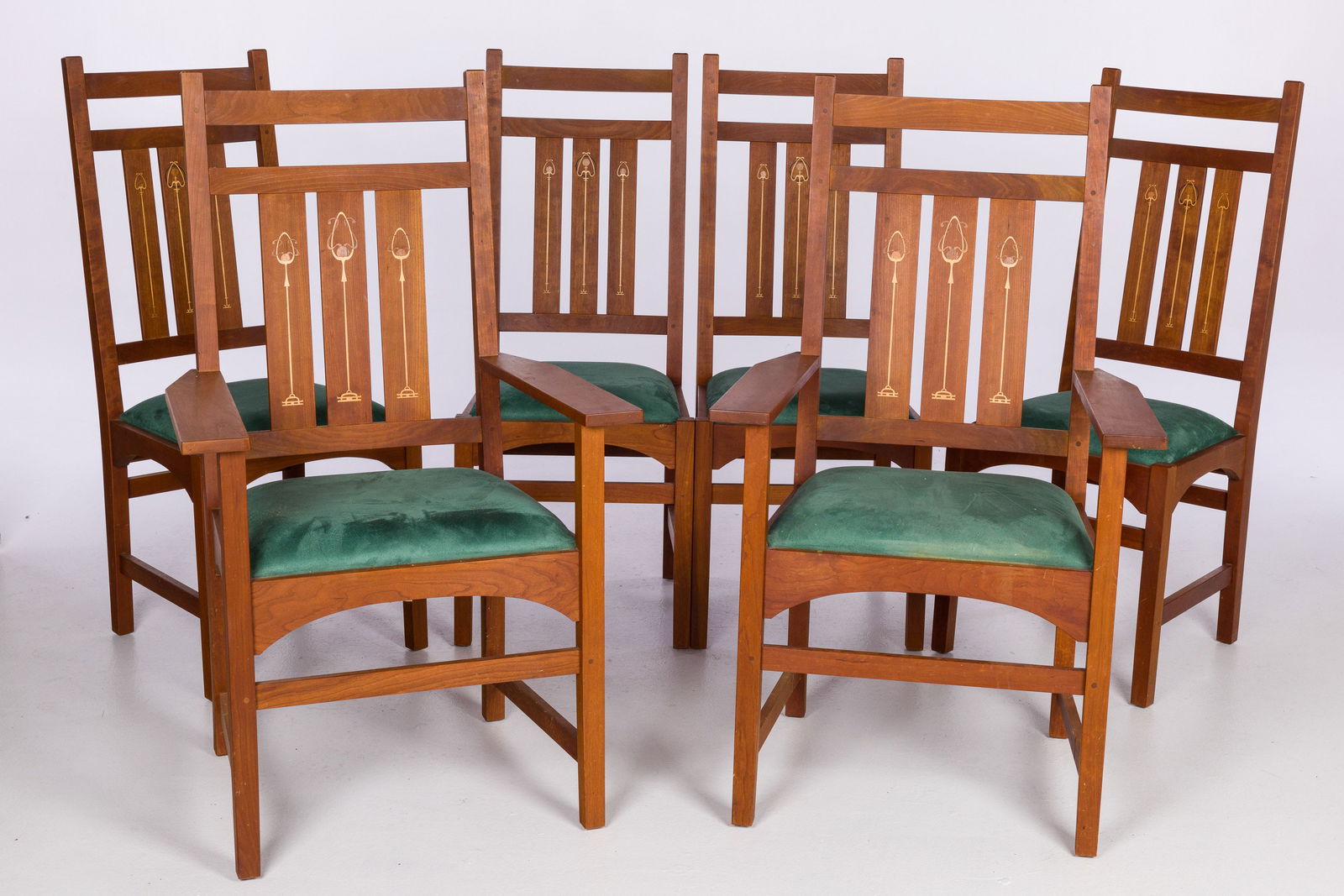 6 Stickley Harvey Ellis Cherry Dining Chairs, 2004 (1 of 13)