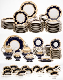 Large Set of Hutschenreuther Cobalt Blue and Gilt China, 162 pcs