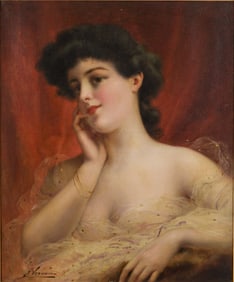 Emile Vernon (French, 1872-1919), Portrait of a Woman, O/C