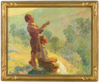 Adam Emory Albright (IL/WI/CA, 1862-1957), Flying a Kite, O/C