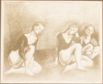 Moses Soyer (NY, 1899-1974), Resting Dancers, Lithograph