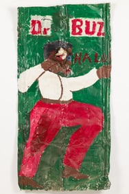 Sam Doyle (SC, 1906-1985), Dr. Buz, Halo, Paint & Shell on Metal