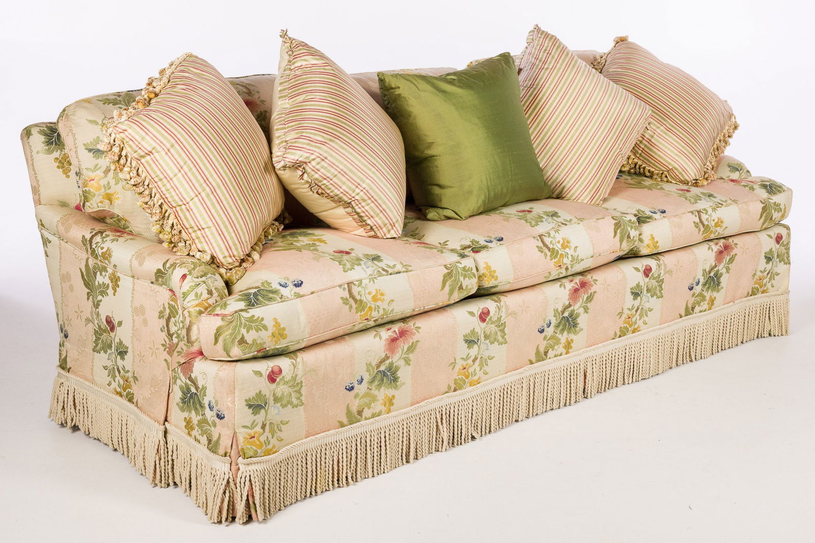 Silk-Upholstered Three-Cushion Sofa (1 of 15)