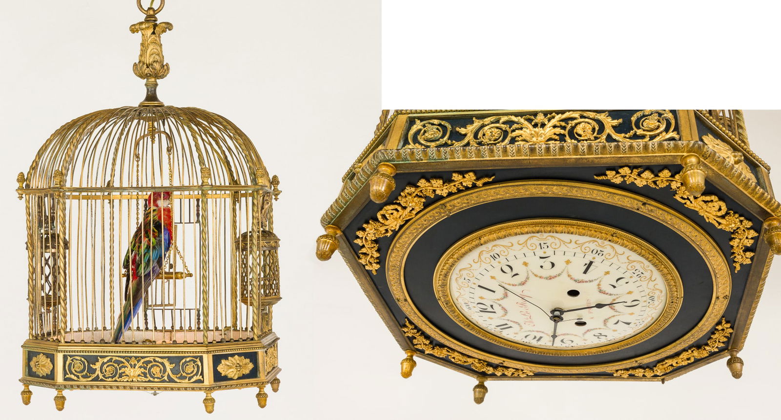 French Gilt Bronze Bird Cage Clock, 19th C (1 of 11)