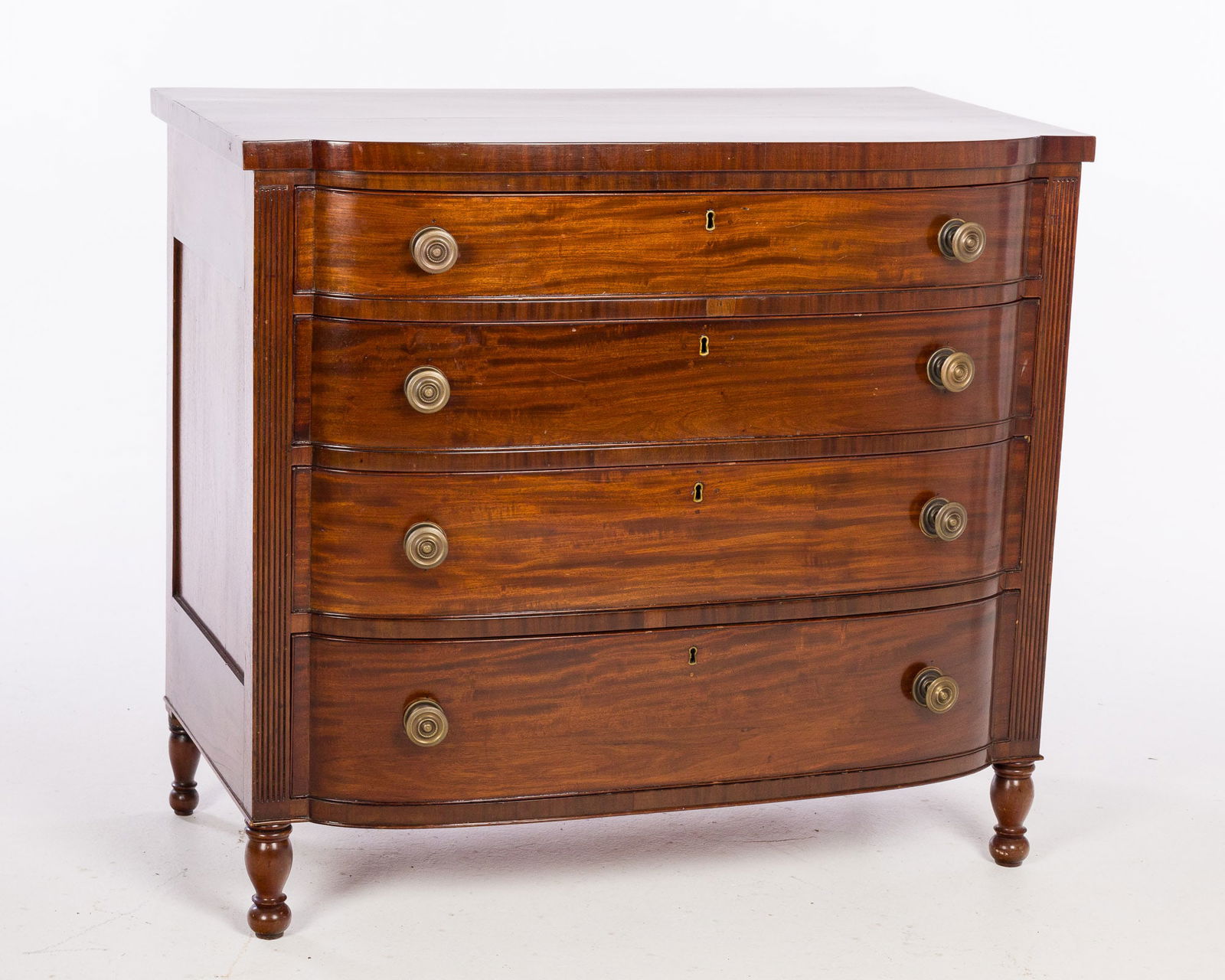 Federal Mahogany Bowfront Chest of Drawers, Philadelphia, c 1815 (1 of 13)