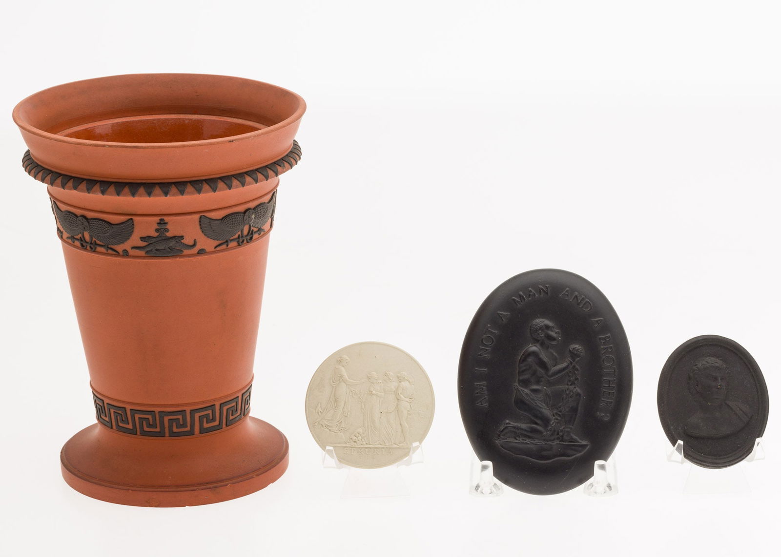 Three Porcelain Plaques and a Wedgwood Vase (1 of 17)