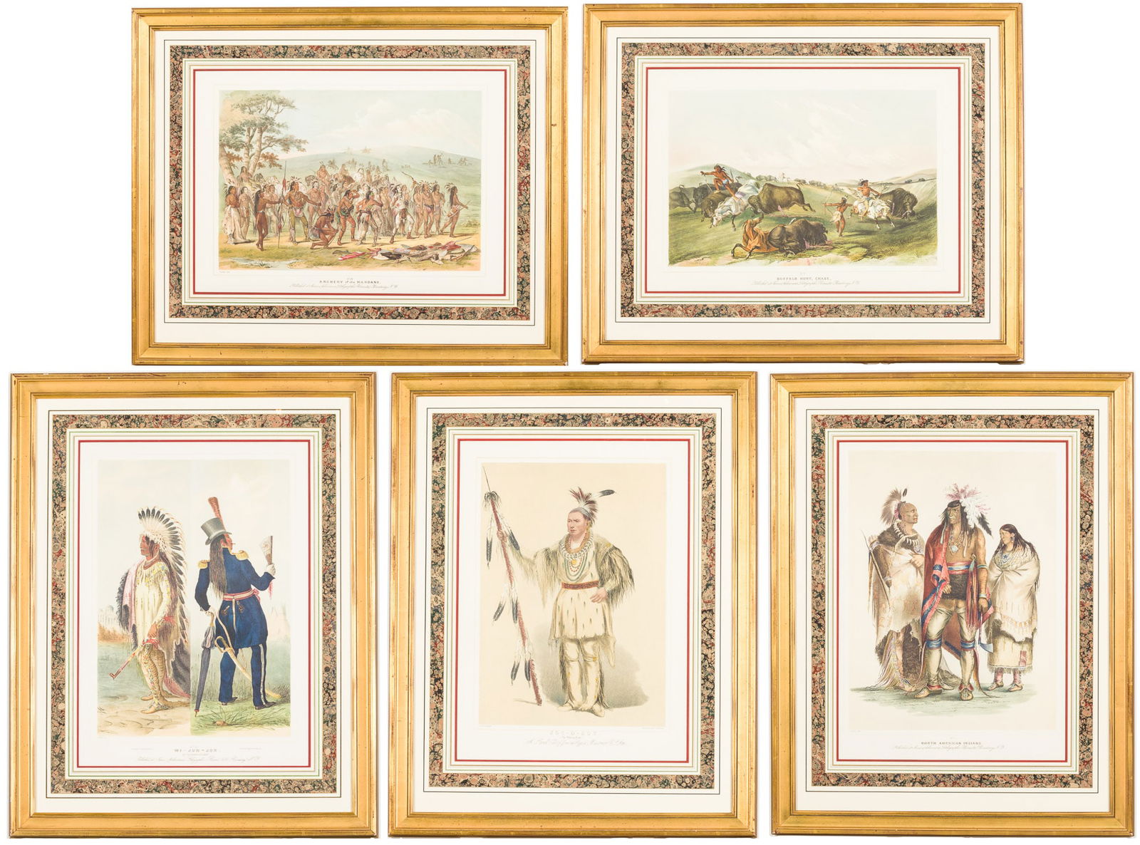 After George Catlin, North American Indians, 5 Framed Lithos (1 of 20)
