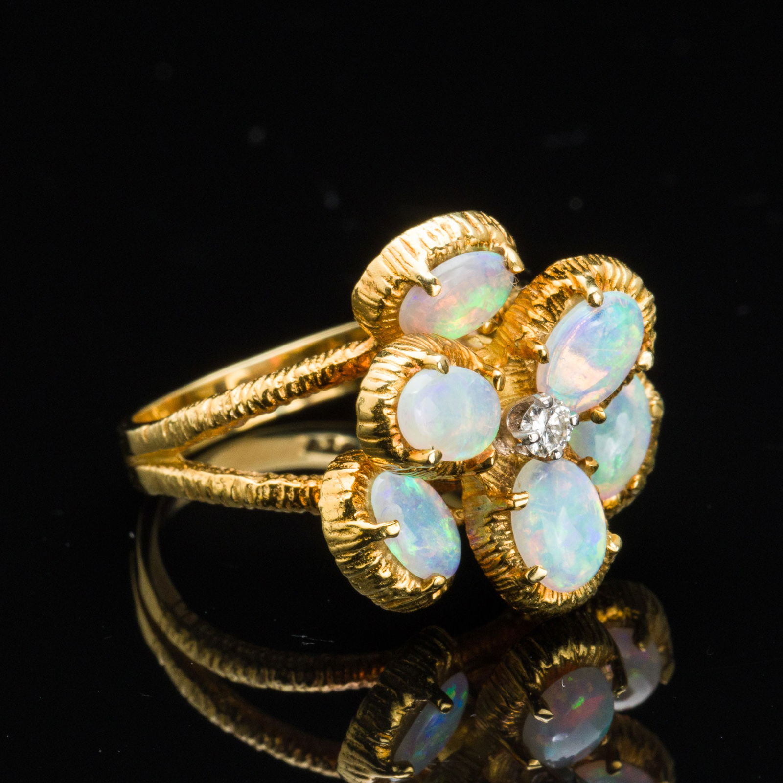 18K Gold, Opal and Diamond Ring (1 of 7)