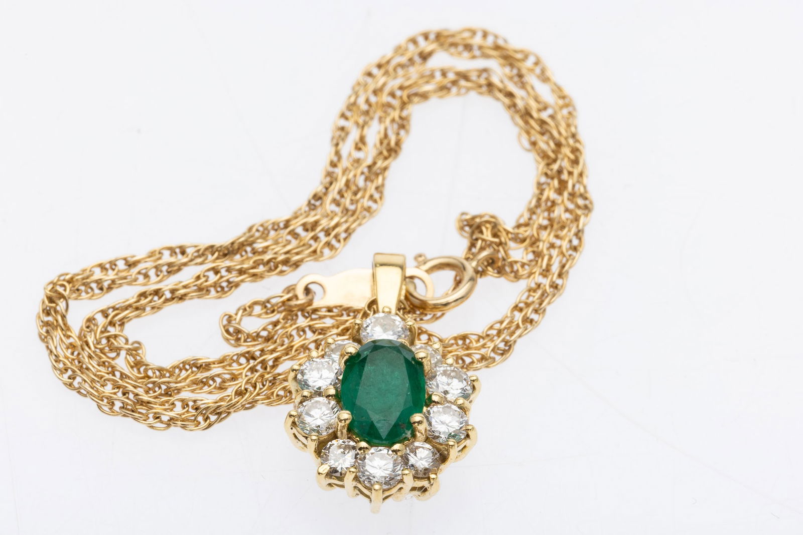 14K Gold, Emerald and Diamond Pendant (1 of 6)