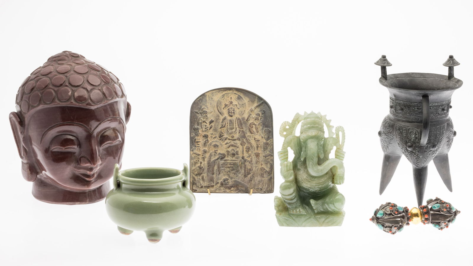 6 Chinese & SE Asian Stone, Ceramic & Metal Articles (1 of 14)