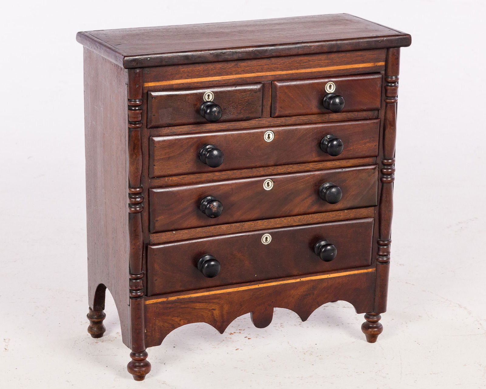 American Miniature Mahogany Chest of Drawers, 19th Century (1 of 11)