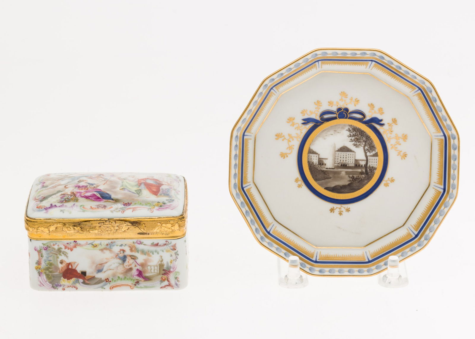 French Porcelain Box, 19th Century and Small Dish (1 of 15)