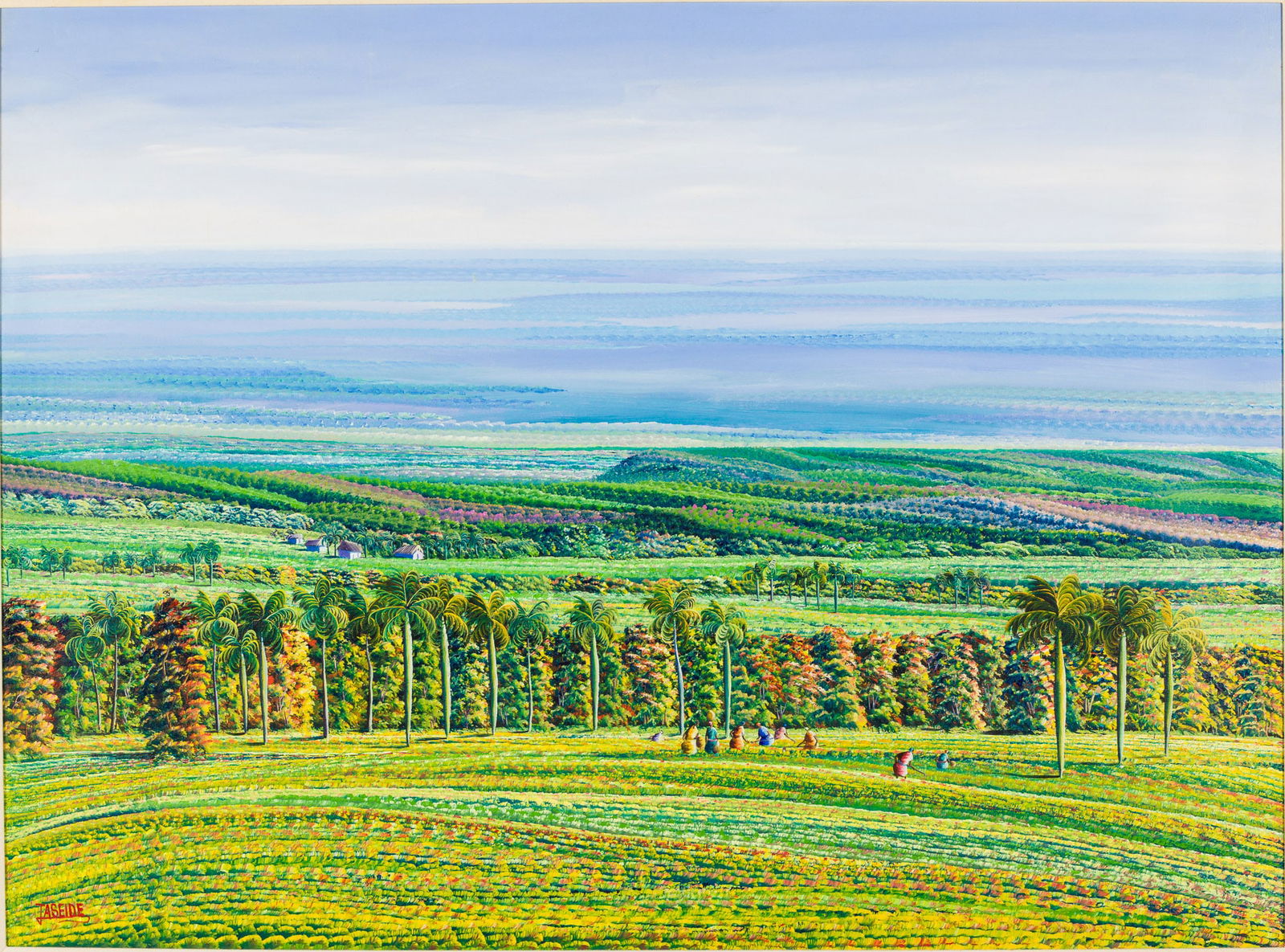 Jean Adrien Seide (Haitian, b. 1956) Landscape with Workers, O/C (1 of 14)