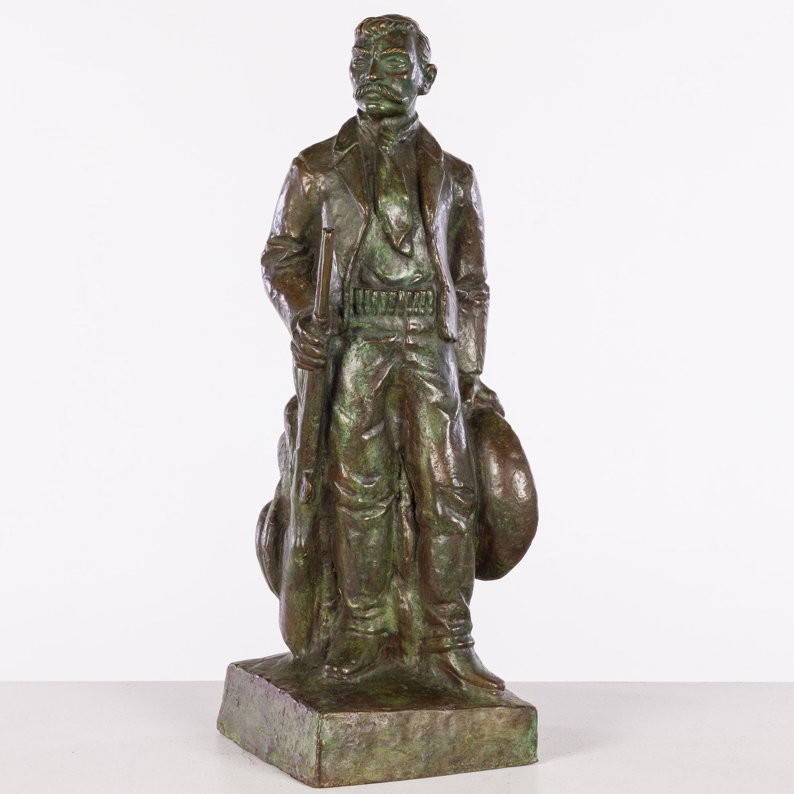 Juan Cruz Reyes (Mexico, b. 1914), Man with Rifle, Bronze, 1988: Property from the Estate of Enrique Arias, Alachua, Florida Description: Juan Cruz Reyes (Mexico, b. 1914), Man with Rifle, Bronze, 1988, signed, dated '88, and inscribed 'P/A-B' on back of base,
