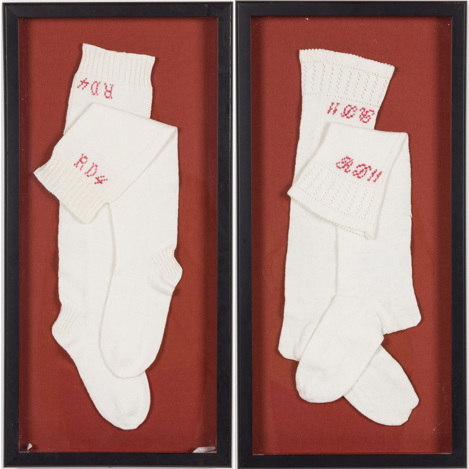 Two Pairs of 19th Century Stockings, Framed (1 of 11)