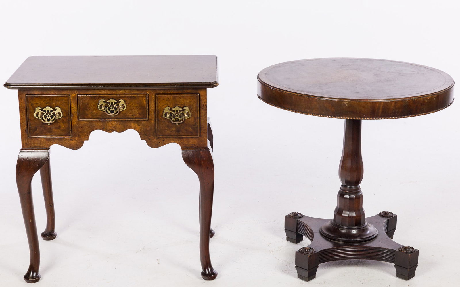 Queen Anne Style Lowboy & Circular Side Table, 20th C (1 of 12)
