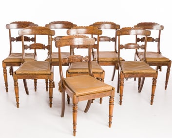 8 Regency Inlaid Rosewood Caned Side Chairs