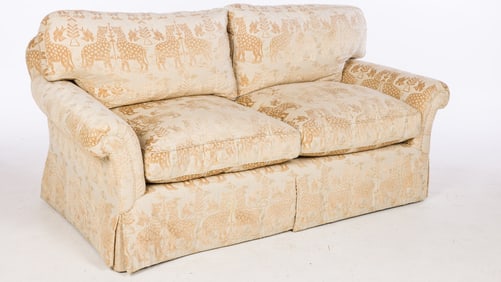 Two Seat Upholstered 'Jaguar' Damask Sofa